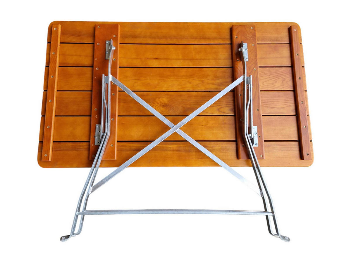 BIERGARTENTISCH BERGTAL 74x120x70cm Klappbar Eschenholz Silber/Braun 4 Peronen - Braun, Holz (70/120/74cm) - CHEFGASTRO
