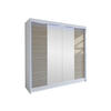 SCHWEBETÜRENSCHRANK Talin II, mit RGB LED Beleuchtung - Beige/Silberfarben, Holzwerkstoff/Metall (180/215/58cm) - MIRJAN24