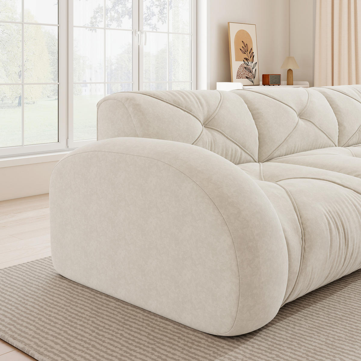 MODULSOFA rahmenlos Chenille Weiß - Weiß, Kunststoff (171/76/204.1cm) - Meubliv