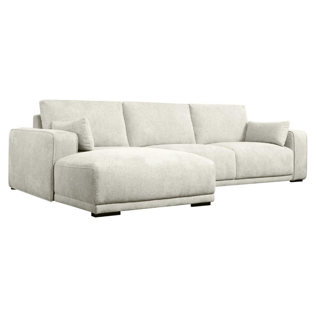 ECKSOFA Webstoff Beige - Beige/Schwarz, Holz/Textil (105/305cm) - Furnhouse