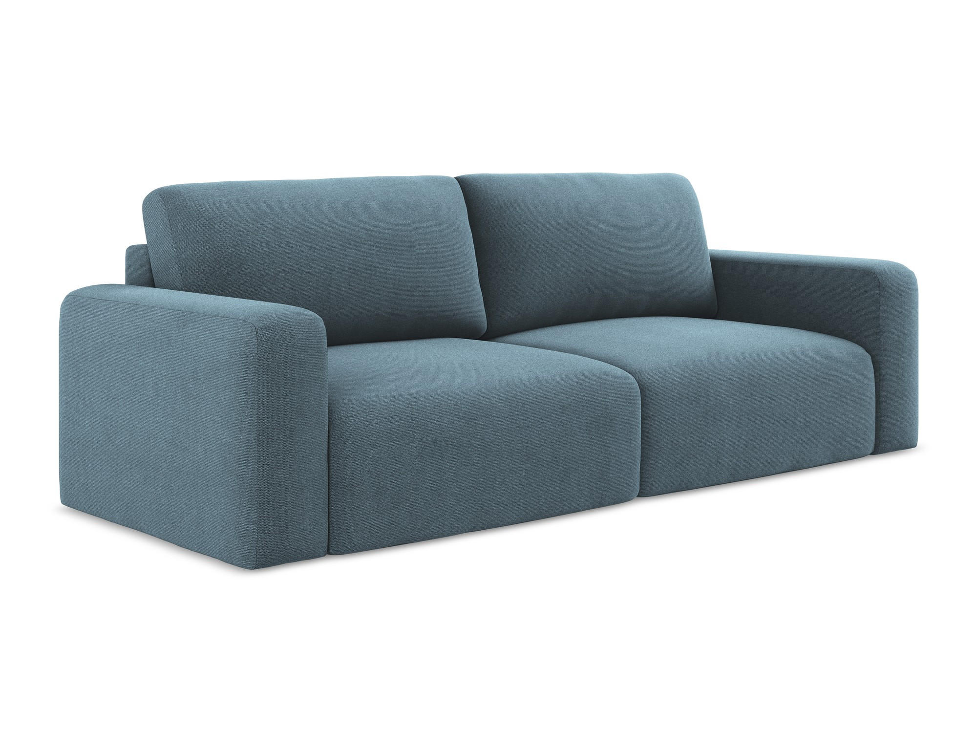 3-SITZER SOFA mit Schlaffunktion Strukturstoff Stoff Blau - Blau/Schwarz, Kunststoff/Textil (244/79/102cm) - Makamii