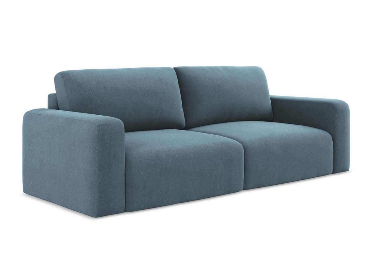 3-SITZER SOFA mit Schlaffunktion Strukturstoff Stoff Blau - Blau/Schwarz, Kunststoff/Textil (244/79/102cm) - Makamii