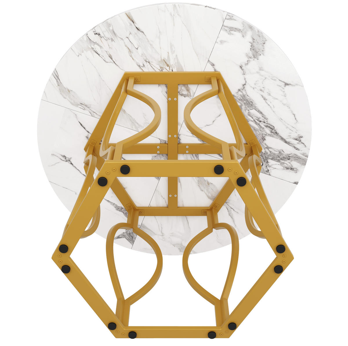 ESSTISCH 100/76/100 cm Weiß/Gold aus MDF und Metall mit verstellbaren Füßen - Goldfarben, Holzwerkstoff (100/100/76cm) - OKMYHOME