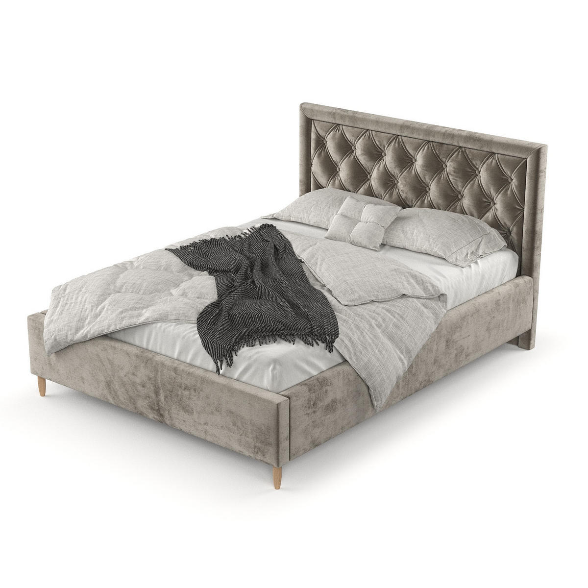 POLSTERBETT Lido 120/200 cm Beige im Lotta Stoff - Beige/Naturfarben, Holz/Holzwerkstoff (120/200cm) - AltaBeds