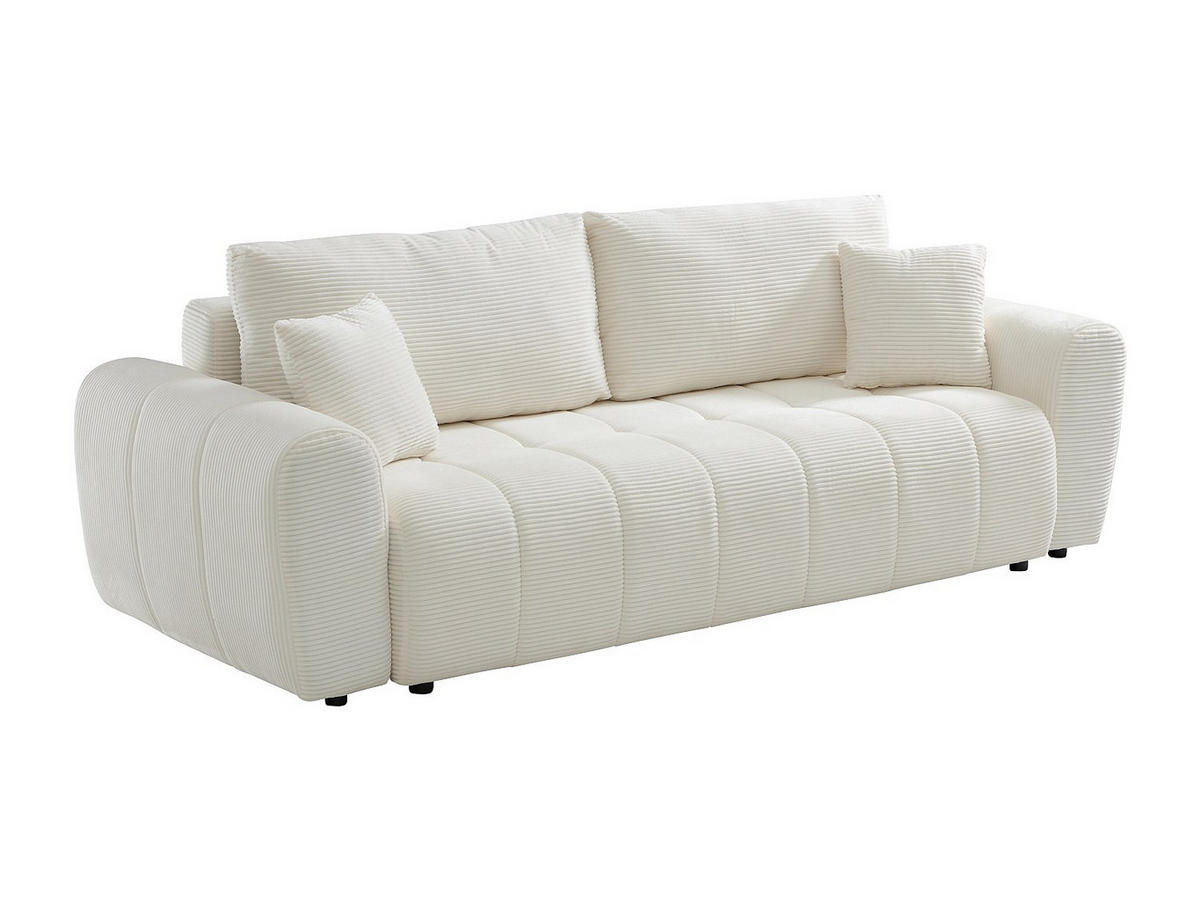SCHLAFSOFA - 3 Personen - samt - cremefarben Badota - Creme, Kunststoff/Textil (244/90/101cm) - Vente-Unique
