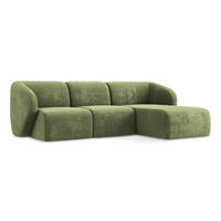 ECKSOFA Rechts Chenille Stoff Grün - Schwarz/Grün, Holzwerkstoff/Kunststoff (248/166cm) - Makamii