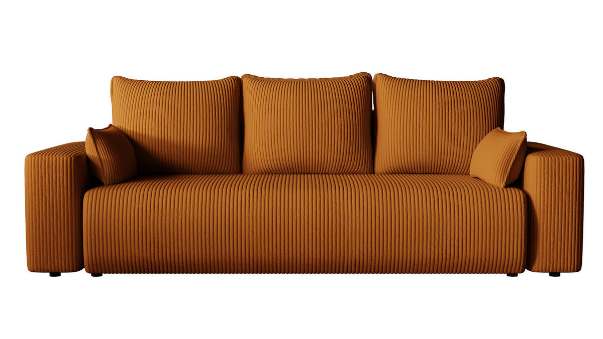 SOFA Bubi mit Bettkasten und Schlaffunktion, Cordstoff - Rostfarben, Holzwerkstoff (242/85/95cm)