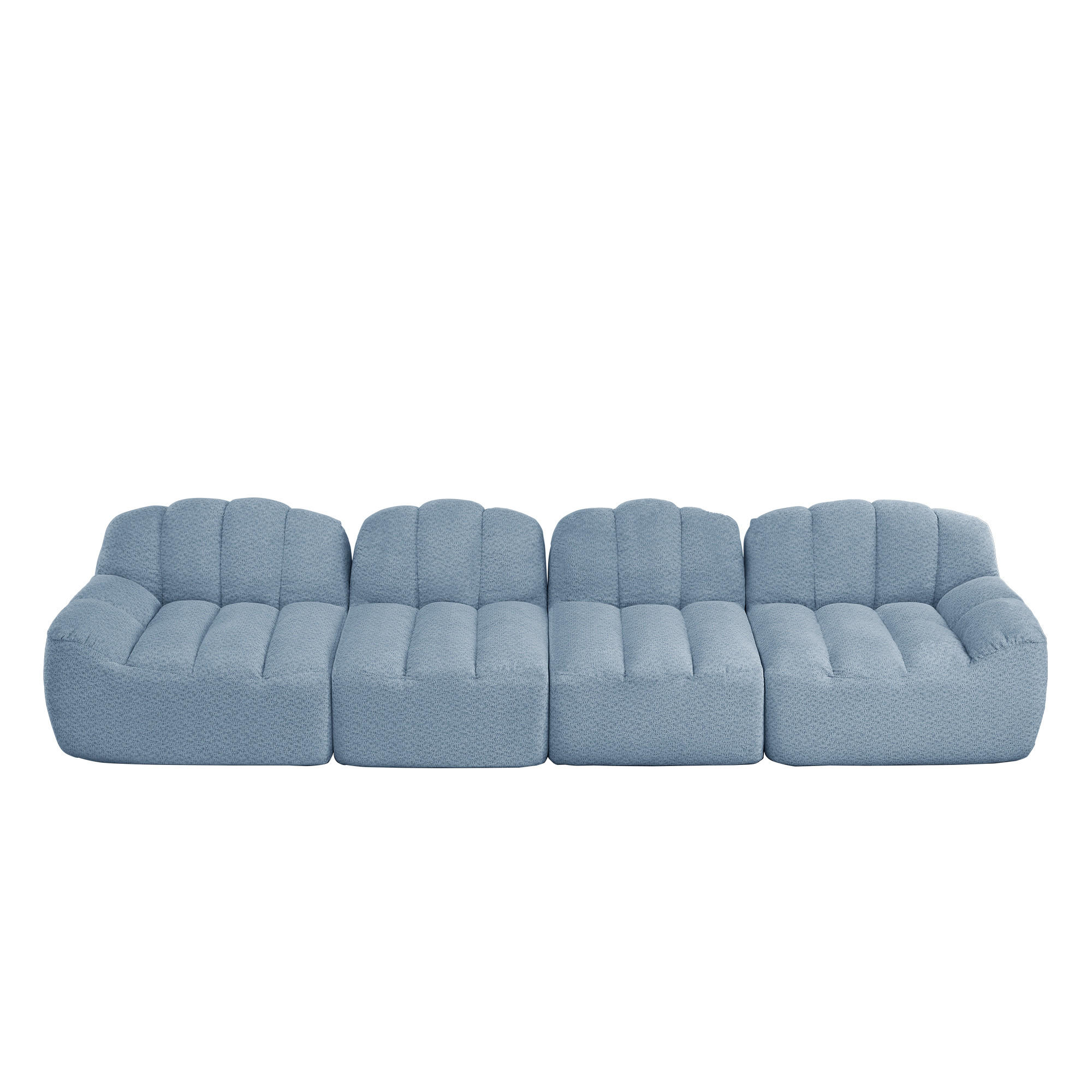 4-SITZER SOFA Granulierte Fleece Blau - Blau, Textil (366/79/104cm) - WISHDOR