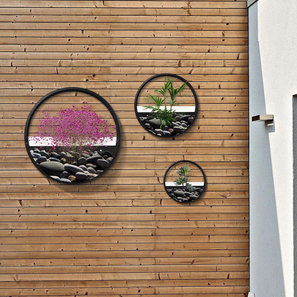 3ER-SET Blumentöpfe, Wand-Pflanzgefäß, Pflanzenbehälter für Garten Stahl Schwarz - Schwarz, Metall (5cm) - Outsunny