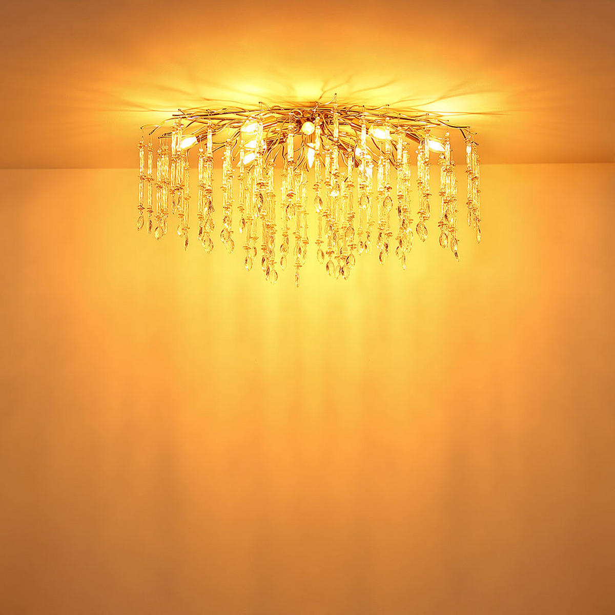 DECKENLEUCHTE Metall gold Glaskristall - Goldfarben, Glas (100/55/48cm) - Globo Lighting