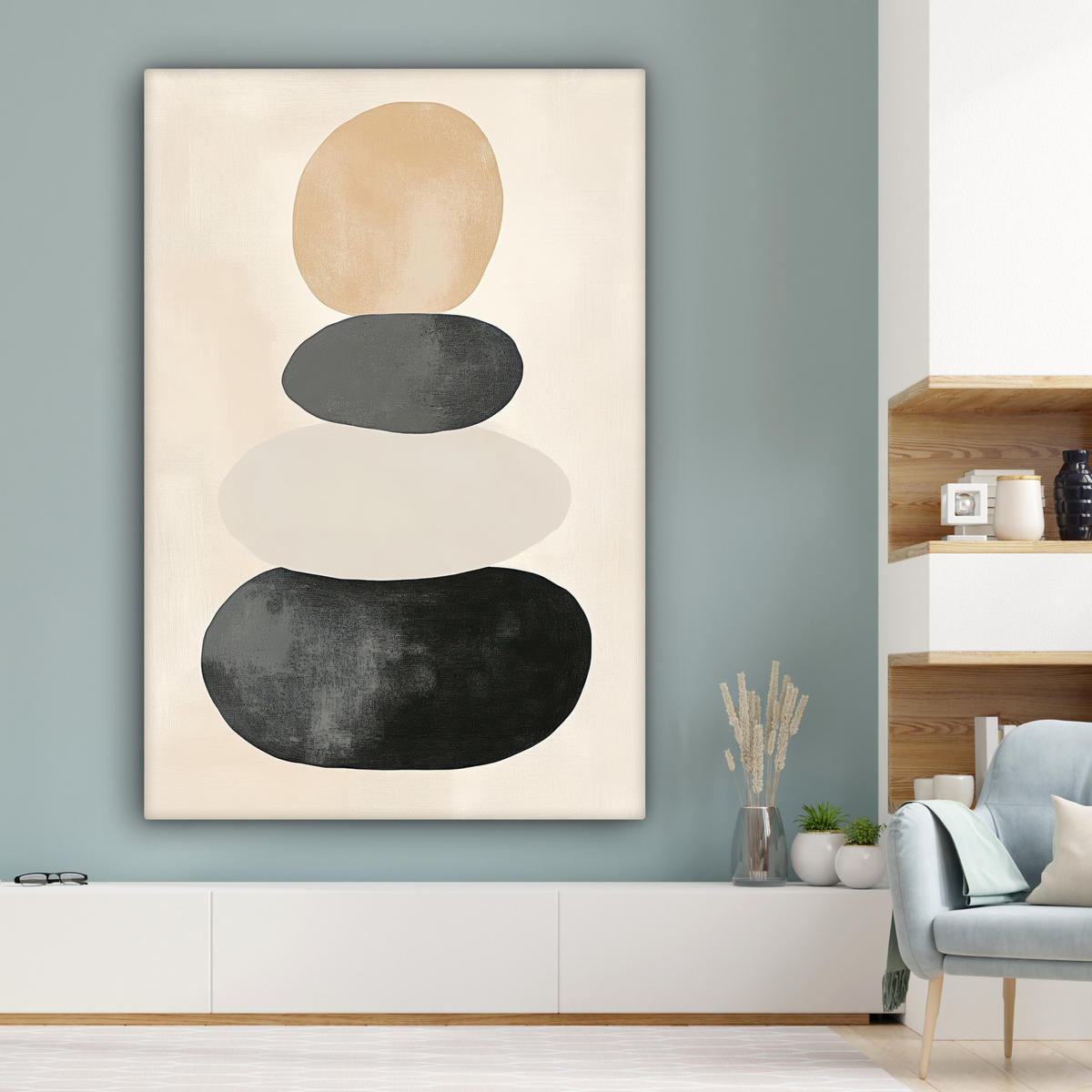OBRAZ NA PLÁTNĚ Japandi - Wabi sabi - Béžová 90x140 cm - šedohnědá, textil (90/140cm) - MuchoWow