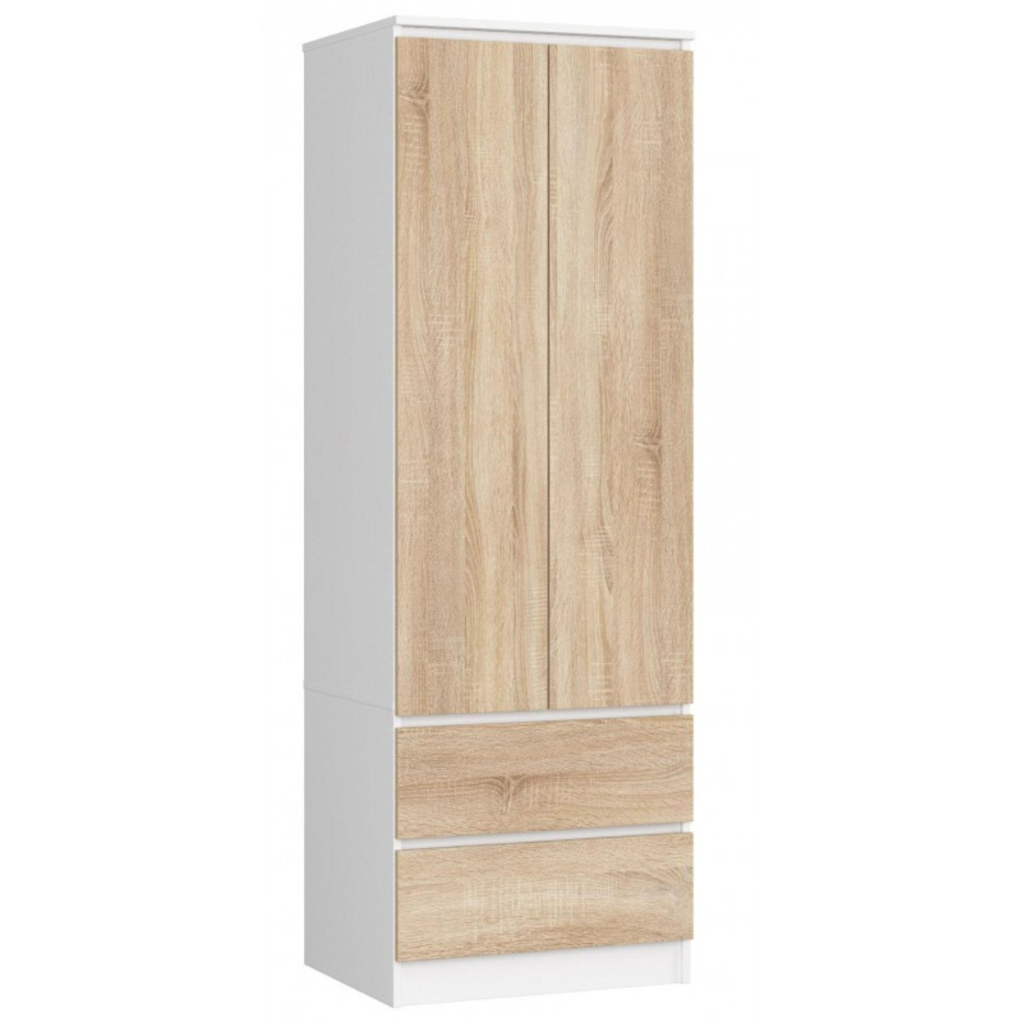 Akord Kleiderschrank Weiß, Sonoma Eiche 60x180x51 cm
