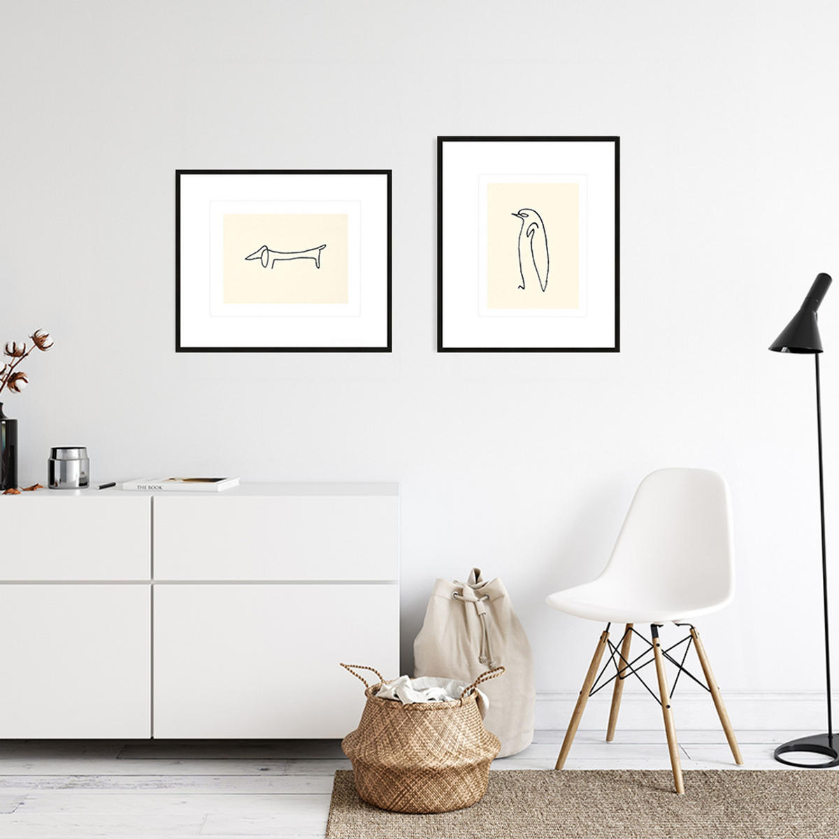 BILD gerahmt 63x53 cm Pablo Picasso „Dackel“ - Weiß, Holz (63/53cm) - artissimo