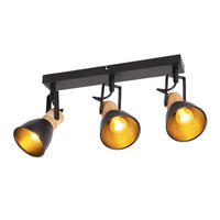 DECKENSTRAHLER Kryvnar 40/6/15 cm - Schwarz/Braun, Holz/Metall (40/6/15cm) - ZMH