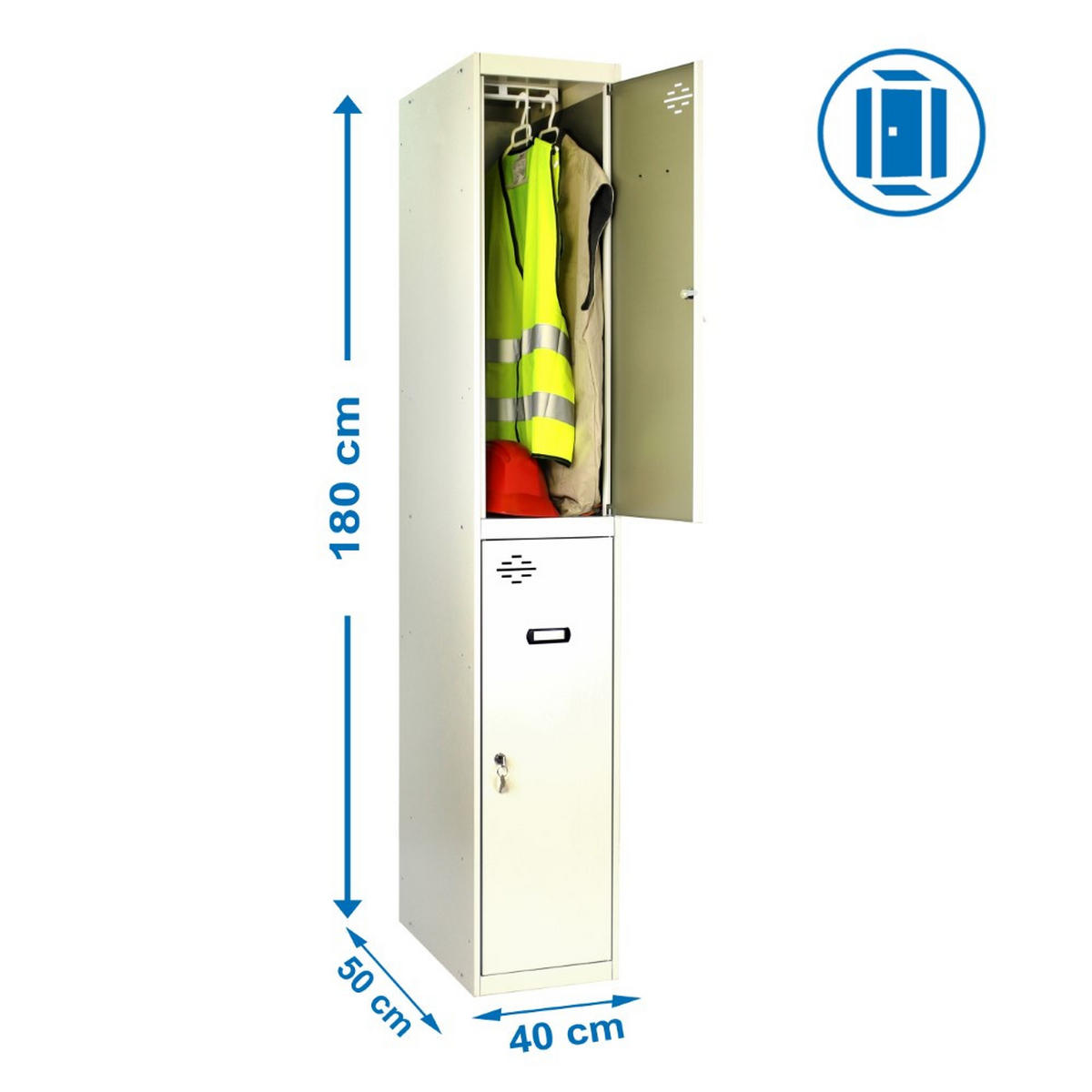 SPIND Amego HxBxT 180x40x50 cm 2 Abteile Grundmodul Grau-Grau - Grau, Metall (40/180/50cm) - PROREGAL