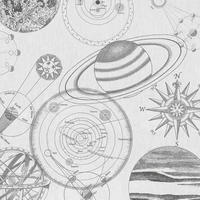 FOTOTAPETE Kosmos-Skizze 300 x 280 cm - Grau, Papier (300/280cm) - Sanders & Sanders