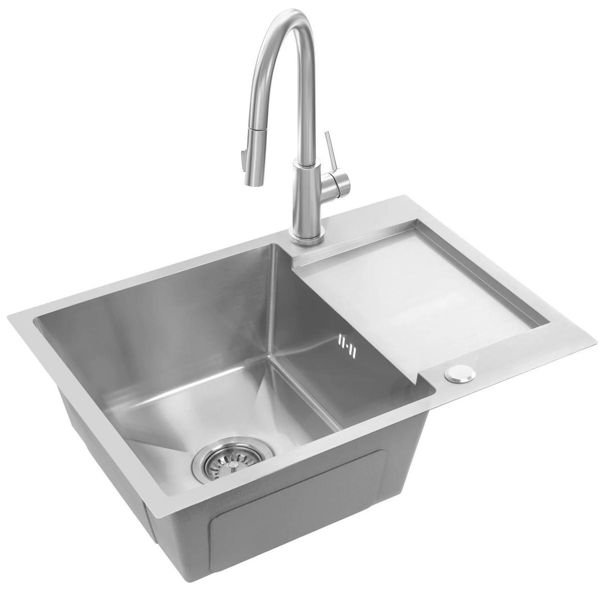 EDELSTAHLSPÜLE Rea Paul Brush Nickel ohne Küchenarmatur - Nickelfarben, Metall (48/19/60cm) - REA