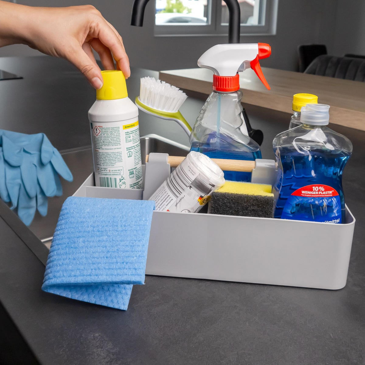 MAKE-UP-ORGANIZER 32/15.5/8 cm (Grau) - Grau, Kunststoff (15.5/8/32cm) - Intirilife