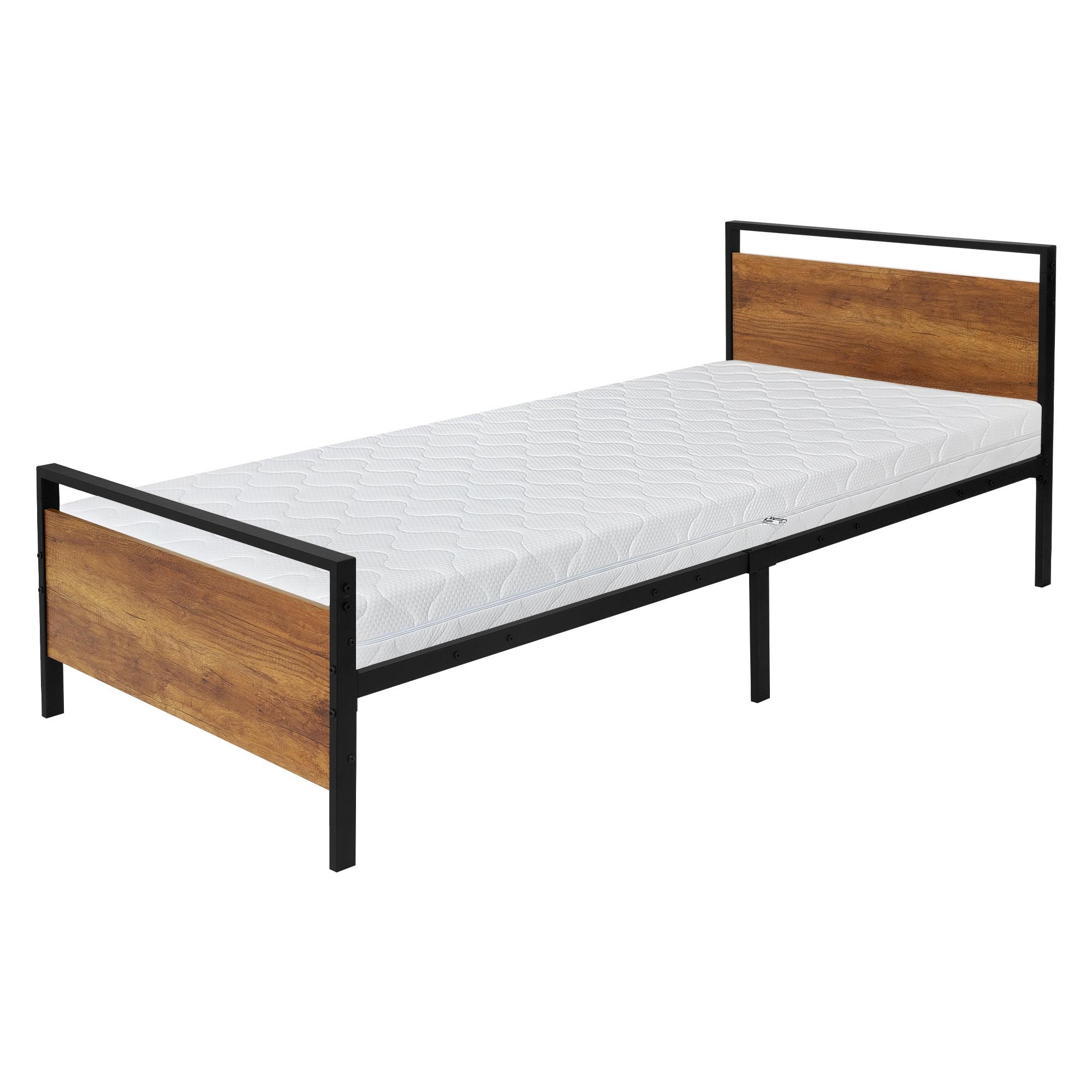 METALLBETT mit MATRATZE 200/90 cm - Braun, Metall (90/200cm) - ML-DESIGN