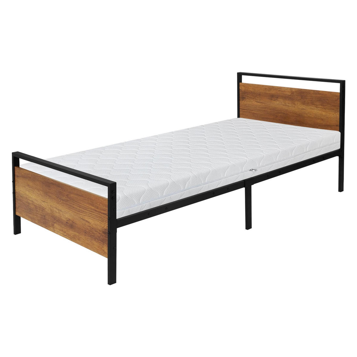 METALLBETT mit MATRATZE 200/90 cm - Braun, Metall (90/200cm) - ML-DESIGN