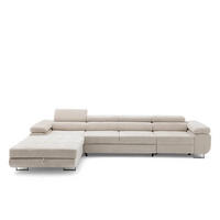 ECKSOFA ALONZO MAXI Links mit Schlaffunktion 125x195 Chenille Beige - Chromfarben/Beige, Holz/Textil (350/203cm) - Muffo