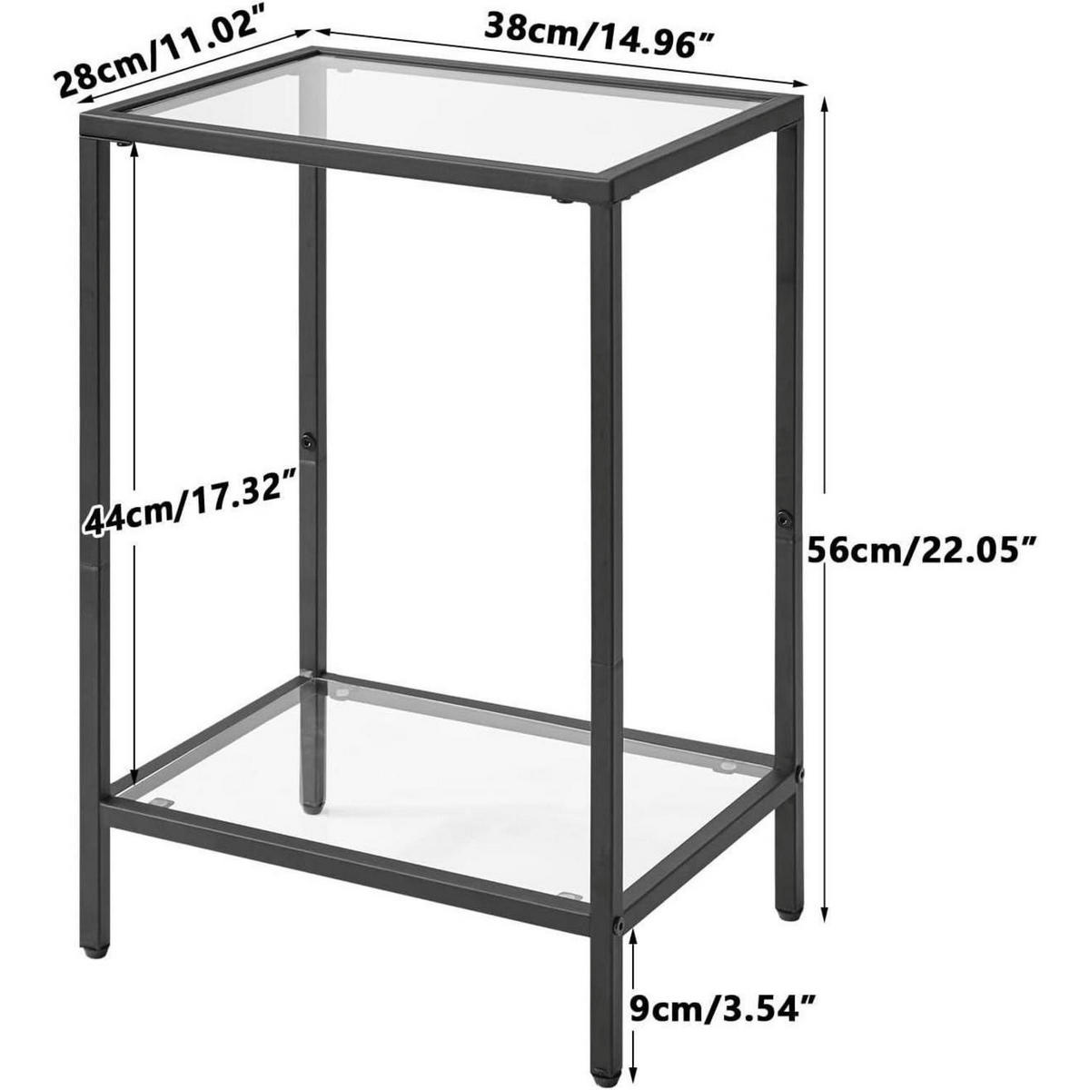 BEISTELLTISCH Quadratisch Glas Schwarz - Schwarz, Metall (38/28/56cm)