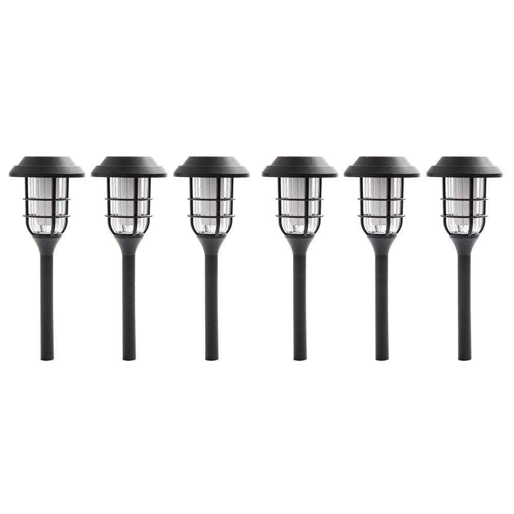 LED AUSSENLEUCHTE Solar schwarz 6er Set - Schwarz, Kunststoff (12/12/43cm)