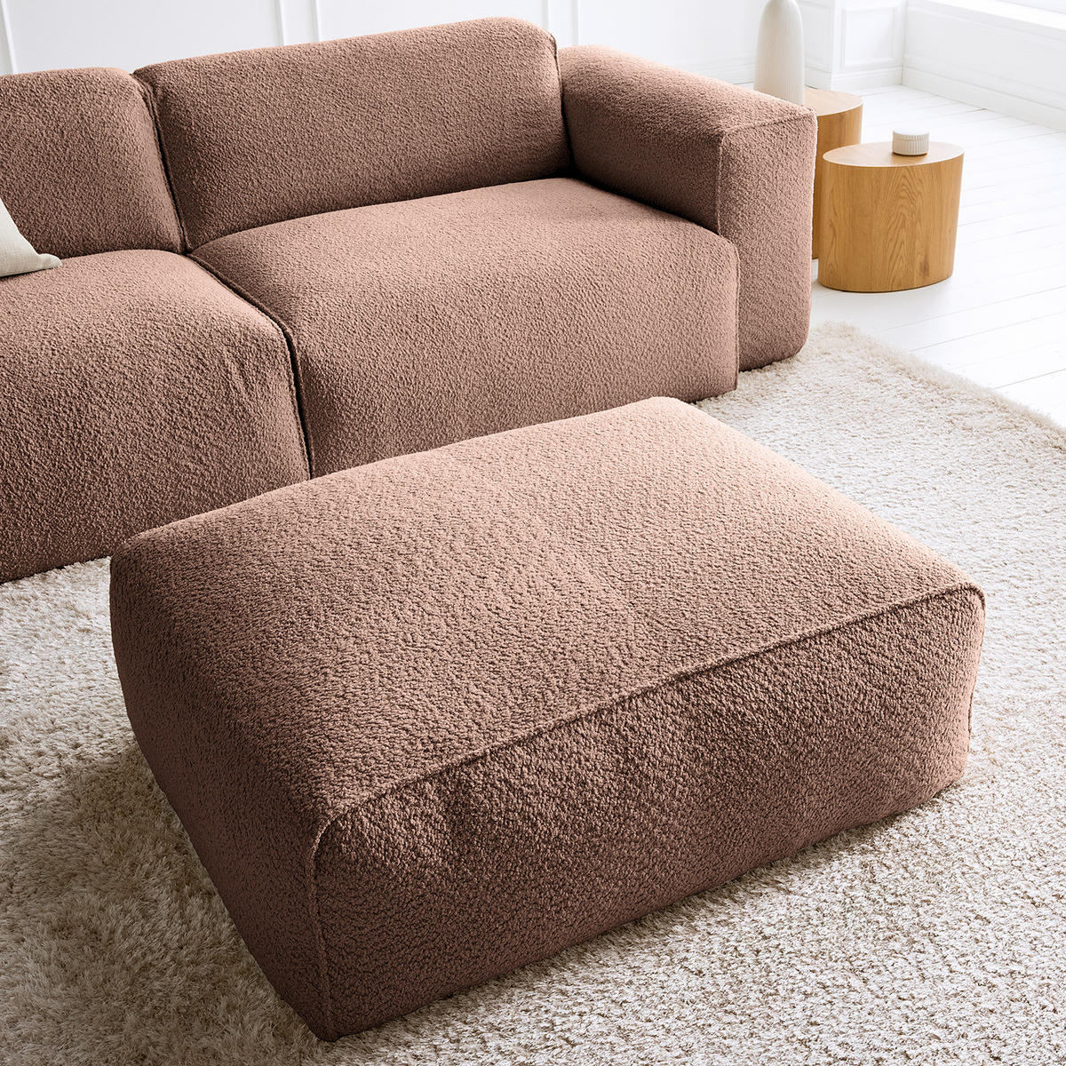 POLSTERHOCKER - Mauve/Schwarz, Kunststoff/Textil (81/38/100cm) - home24