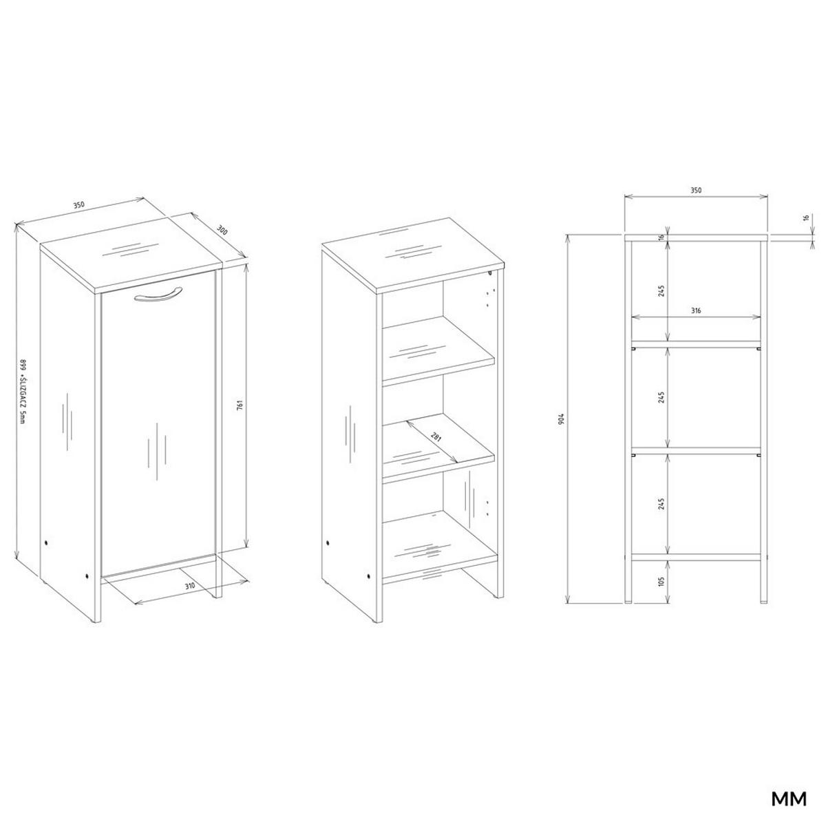 KOUZELNÍ SKŘÍŇKA A6 bílá 35/90/30 - bílá, kompozitní dřevo (35/90/30cm) - RAUMHIRSCH FURNITURE