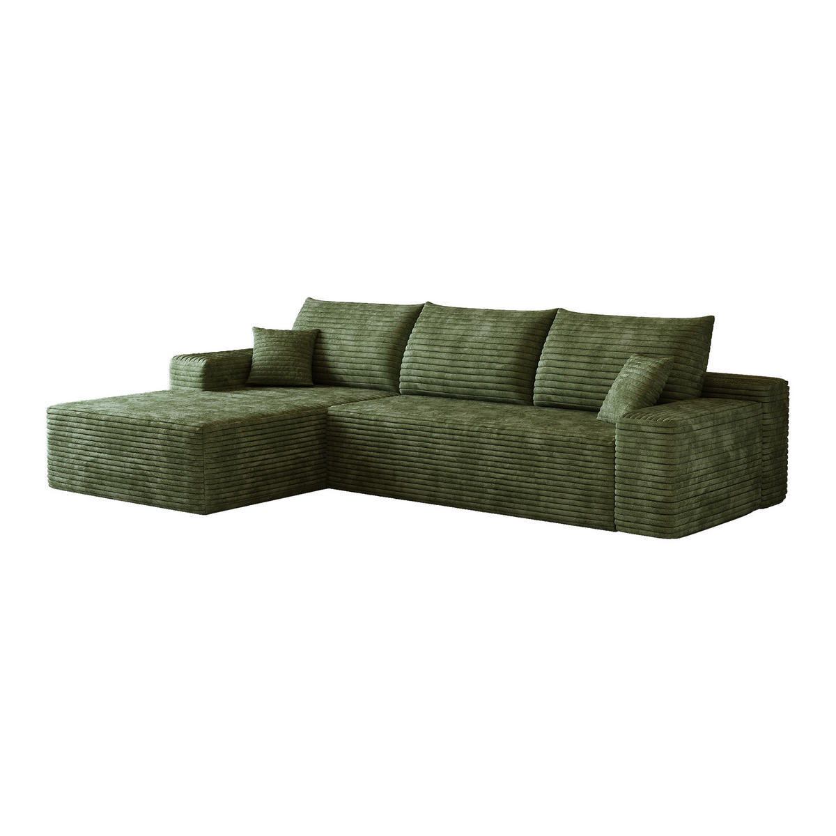 L-FÖRMIGES ECKSOFA Grün 270/175/83 cm 3-Sitzer Modular Cordstoff Ohne Montage - Grün, Textil (270/175cm) - PANGIVO