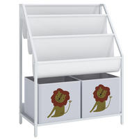 KINDER-BÜCHERREGAL Metall Spanplatte Weiß - Weiß, Textil/Metall (30/76/60cm) - AIYAPLAY