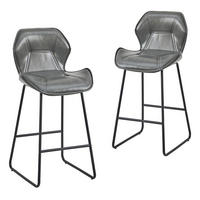 BARHOCKER 2er-Set Grau mit Kunstleder Rückenlehne und Fußstütze - Grau, Metall (48.5/91.5/47cm) - PANGIVO