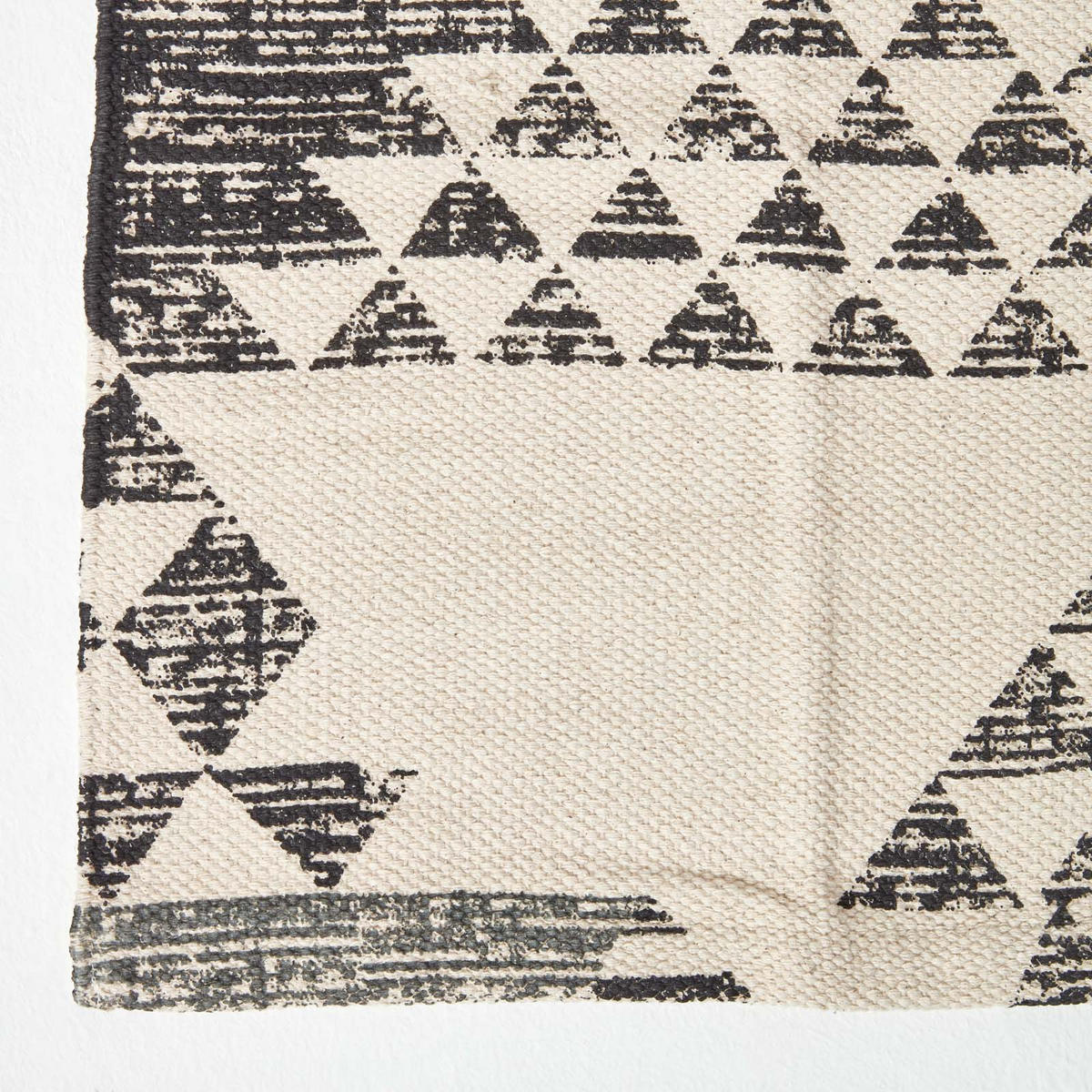 BAUMWOLLTEPPICH-LÄUFER Delphi geometrisch 66/200 cm - Schwarz, Textil (66/200cm) - Homescapes