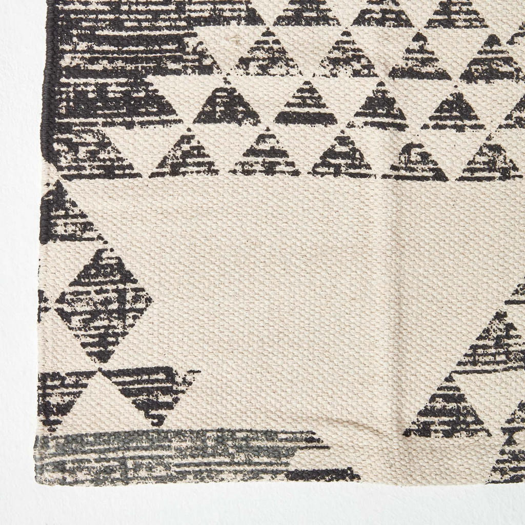 Thumbnail - Homescapes Baumwollteppich-Läufer, Schwarz, Textil, Grafikmuster, Rechteckig, 66x200 cm, Teppiche & Böden, Teppiche, Tep...