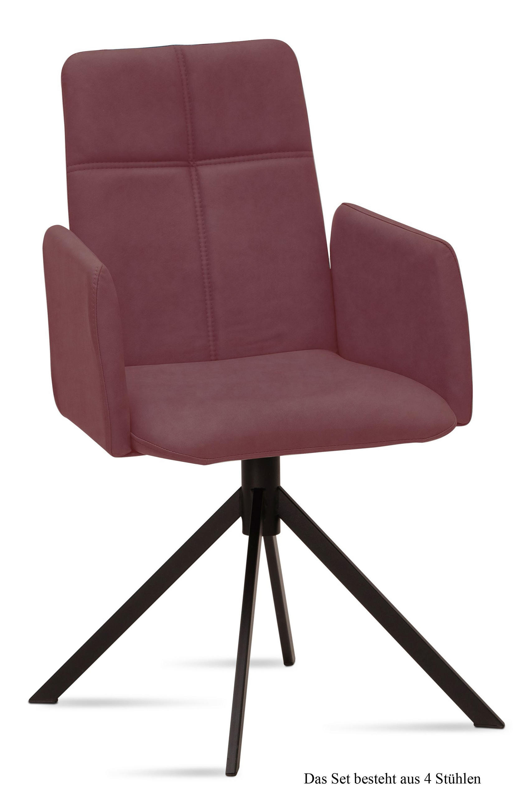 ARMLEHNSTUHL (4er-Set) Druci 52x92x60 Schwarz/Marsala - Brombeere/Schwarz, Kunststoff (60/92/52cm) - 58aufmkessel