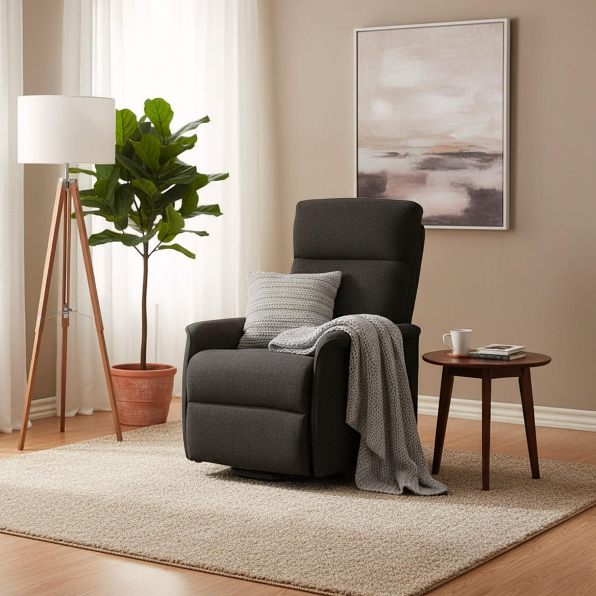 RELAXSESSEL mit Sitzlift giorgia - Schwarz - Schwarz, Textil (73/103/155cm) - Pasmara