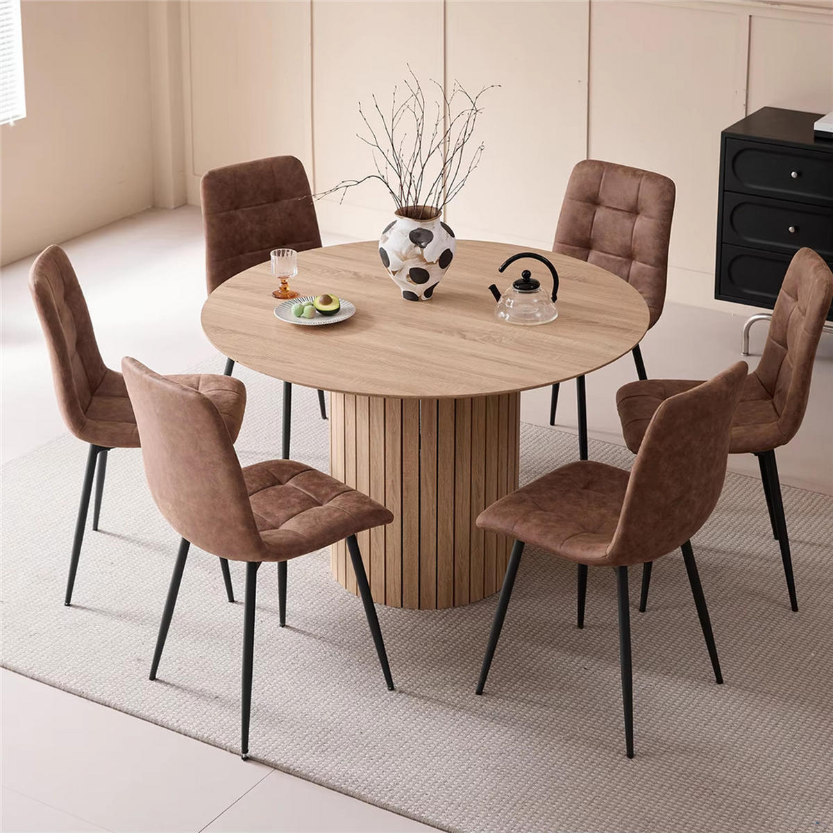 ESSTISCH rund Massivholz Wohnzimmertisch hellbraun Design - Hellbraun, Holz (120/120/76cm) - Kaket
