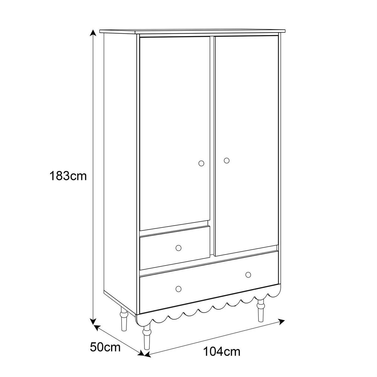 KLEIDERSCHRANK Zweitüriger BABUSHKA, Natürlich Rosa - Rosa, Holzwerkstoff (104/183/50cm)