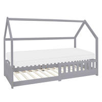 KINDERBETT mit Dach und Matratze 90x200 cm Hellgrau - Hellgrau, Holz (90/200cm) - ML-DESIGN