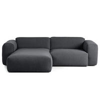 1,5-SITZER ECKSOFA mit Longchair - Schwarz/Grau, Kunststoff/Textil (260/173cm) - home24
