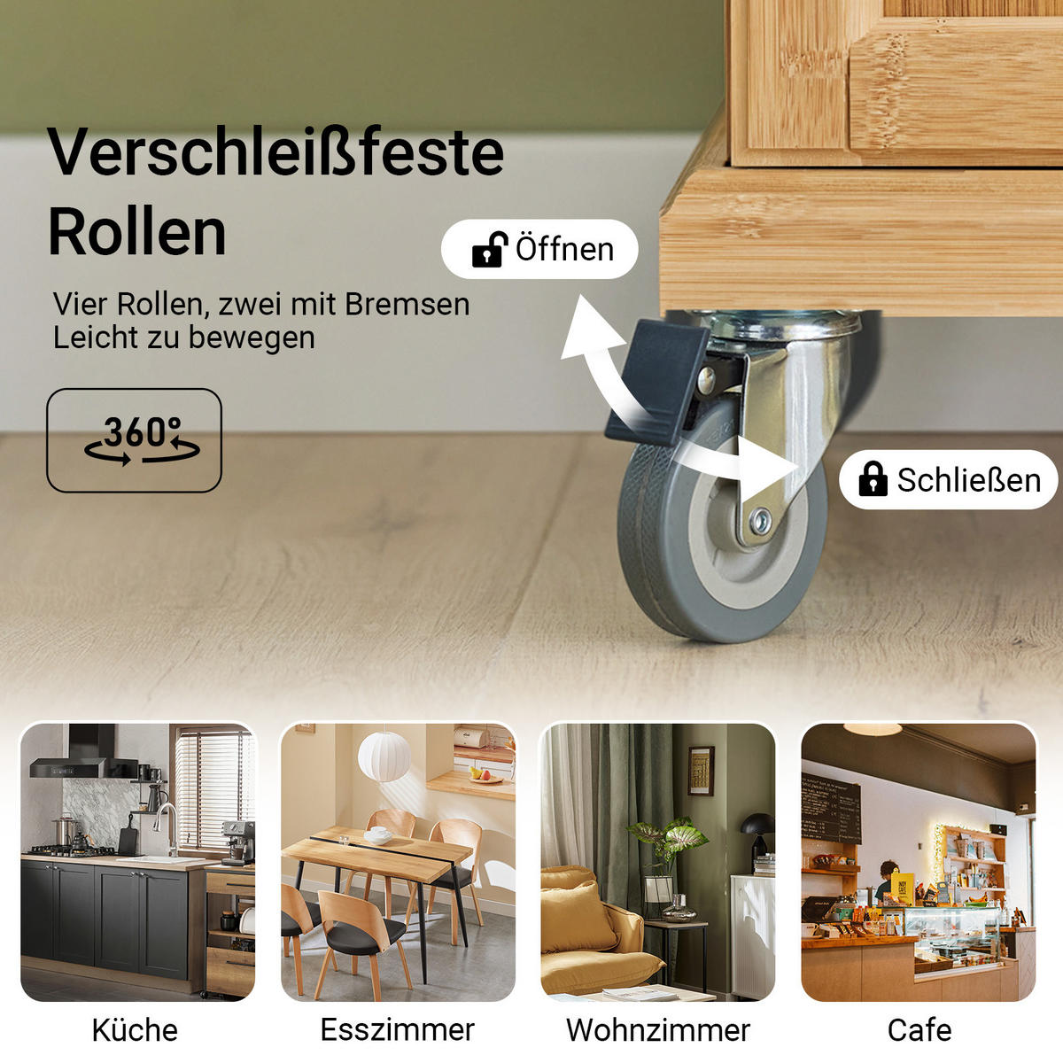 KÜCHENWAGEN Bambus - Naturfarben, Holzwerkstoff (74/90/46cm) - SoBuy