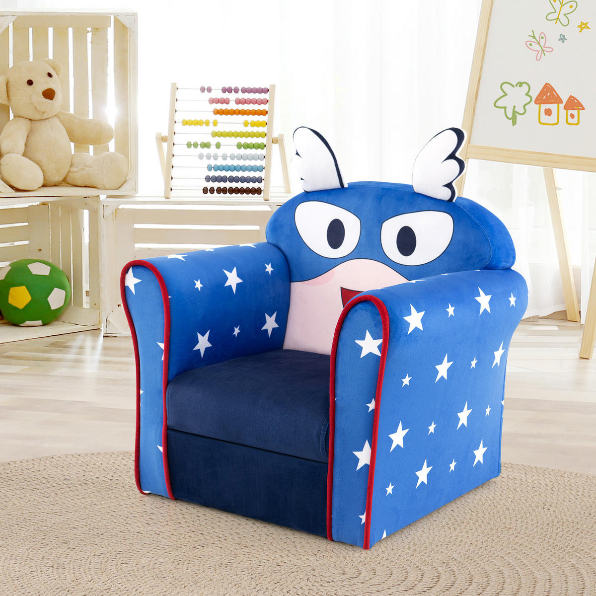 KINDERSOFA 54cm Blau - Blau, Holz (40/54/50cm) - COSTWAY