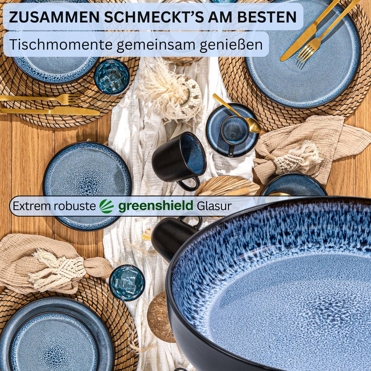 PASTASCHALEN SET ARUBA - 6 teilig aus Steingut - Blau, Keramik (22cm) - Sänger