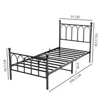 METALLBETT 90/200 mit Stauraum unter dem Bett Jugendbett mit Lattenrost, Schwarz - Schwarz, Metall (90/200cm) - STILVORA