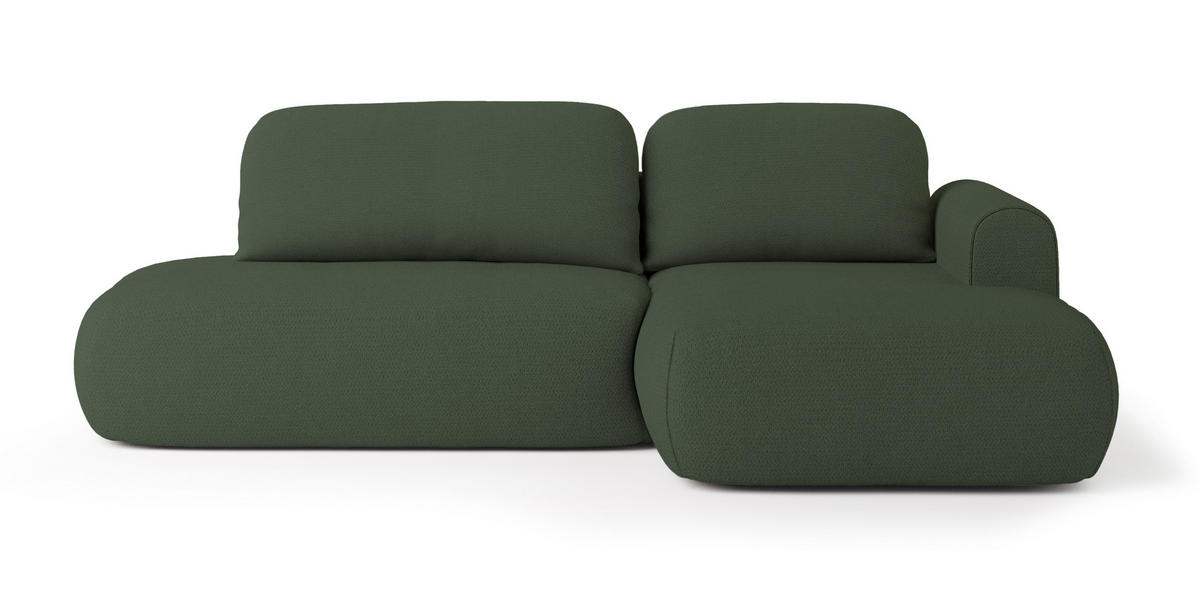 ECKSOFA NUVIRA R-S Grün Geflochtener Stoff mit Schlaffunktion - Grün, Holz (274/165cm) - MASSENO