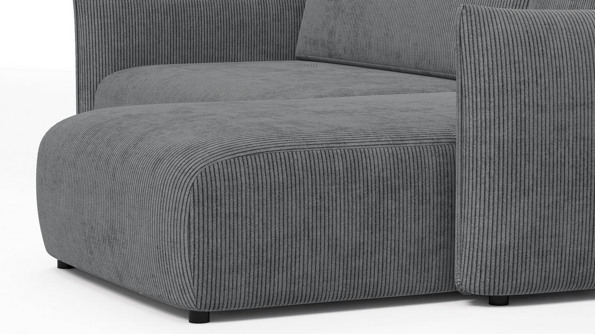 ECKSOFA TAUER 3-Sitzer links, dunkelgrau - Dunkelgrau/Schwarz, Holz/Textil (248/173cm) - Courtois Laville