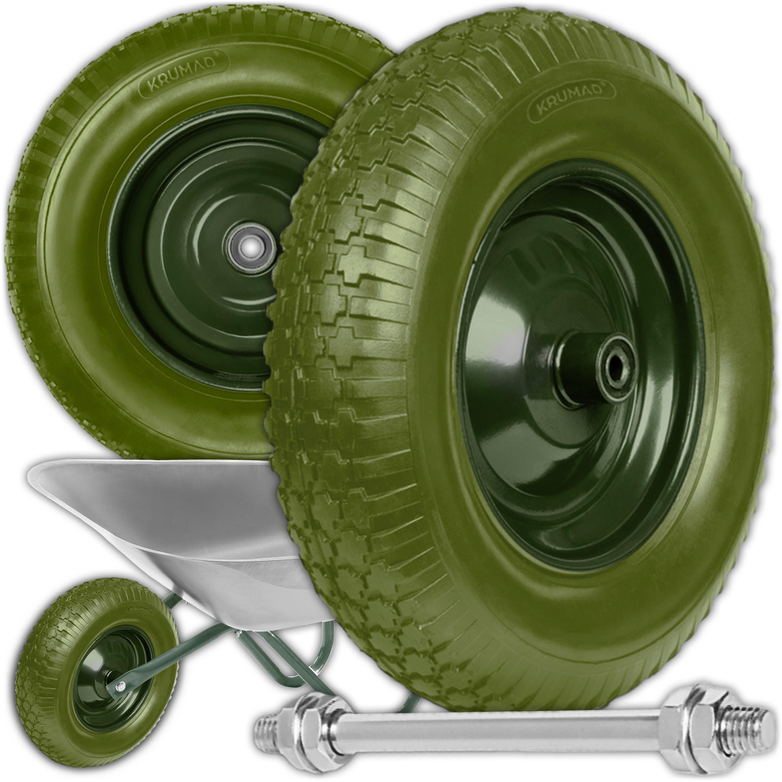 SCHUBKARRENRAD 2er Set Grün - Grün, Kunststoff (39/39/9.5cm) - KRUMAD