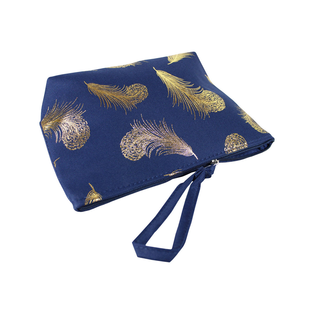 KULTURTASCHE Feder Motiv Blau - Blau, Textil (25/15/15cm) - TiborTex
