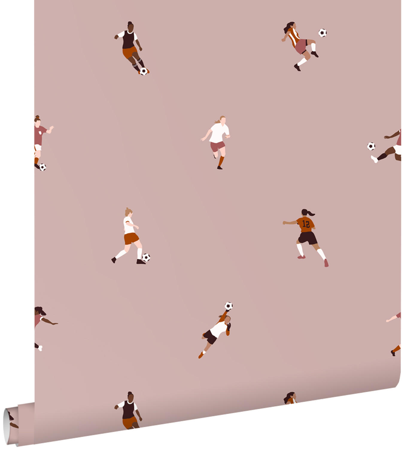 TAPETE Fußballspielerinnen 50 x 900 cm - Pink, Papier (50/0.1cm) - ESTAhome