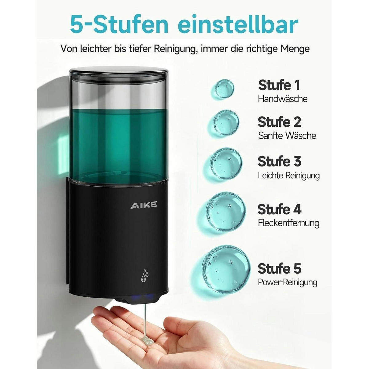 SEIFENSPENDER Wandmontage Edelstahl Schwarz Matt 400ml - Schwarz, Kunststoff (8/19/8.5cm)
